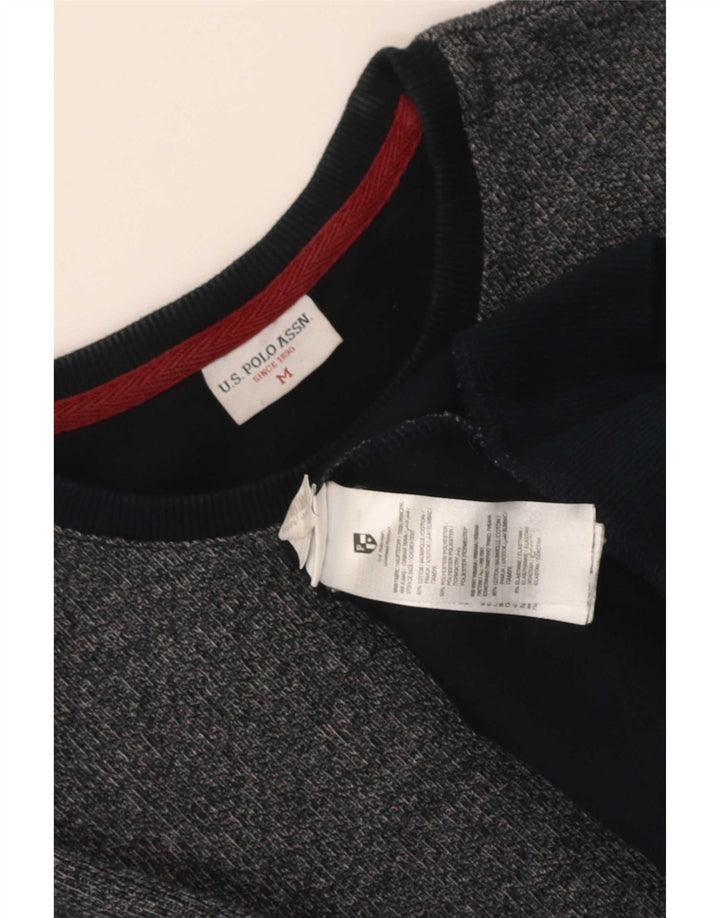 U.S. Polo Assn. Herren-Sweatshirt-Pullover aus mittelblauer, gesprenkelter Baumwolle