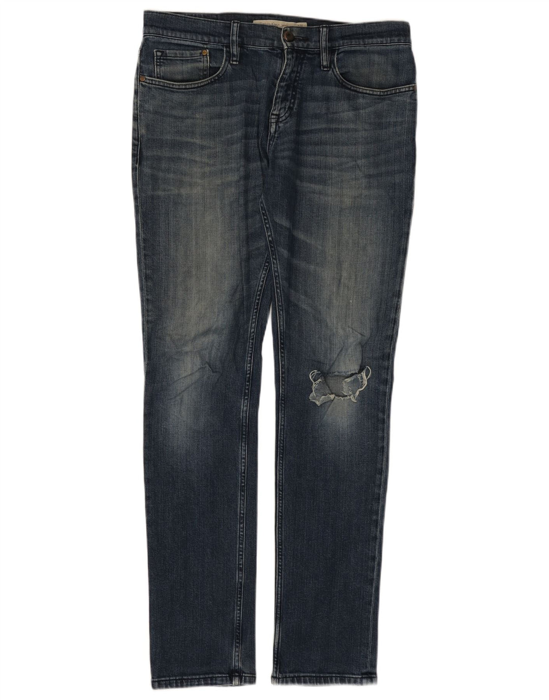 CALVIN KLEIN Herren Distressed Slim Jeans W32 L34 Blaue Baumwolle
