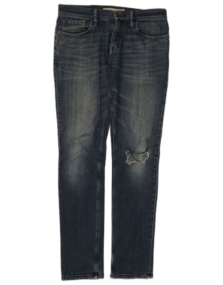 CALVIN KLEIN Herren Distressed Slim Jeans W32 L34 Blaue Baumwolle