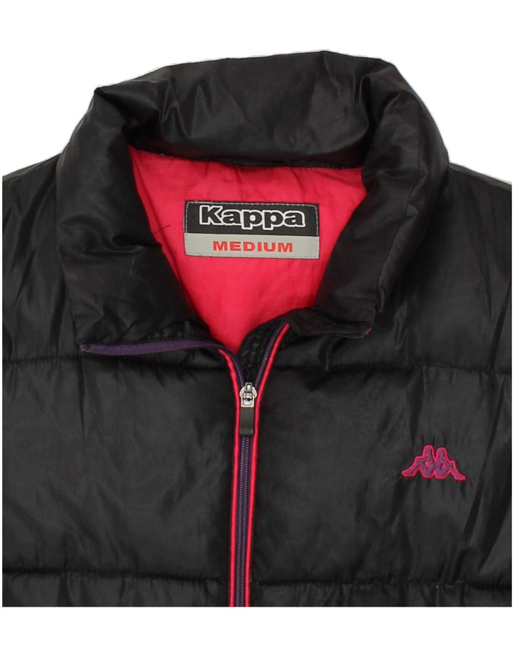KAPPA Womens Padded Jacket UK 14 Medium Black Polyester Vintage Kappa and Second-Hand Kappa from Messina Hembry 