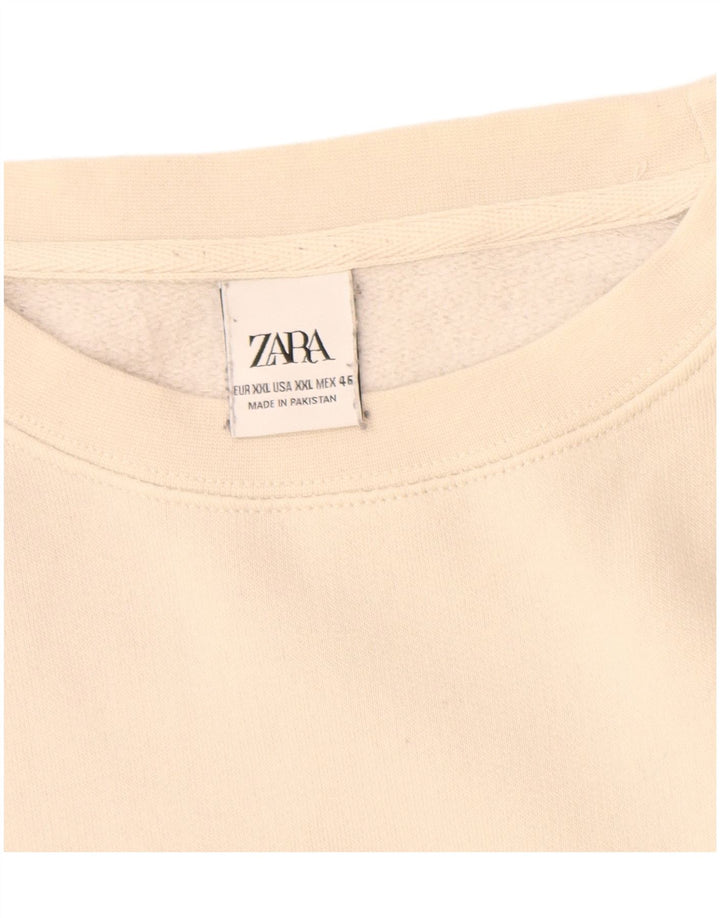 Zara Damen Sweatshirt Pullover UK 20 2XL Off White Baumwolle