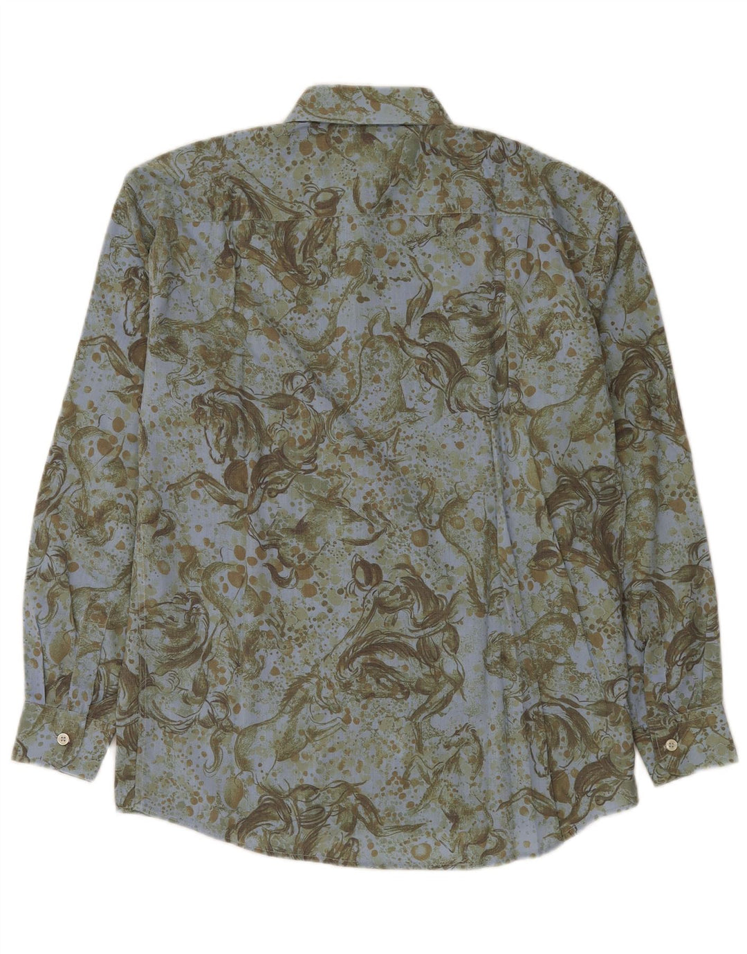 Vintage Herrenhemd Kleines grünes Viskose-Tiermuster