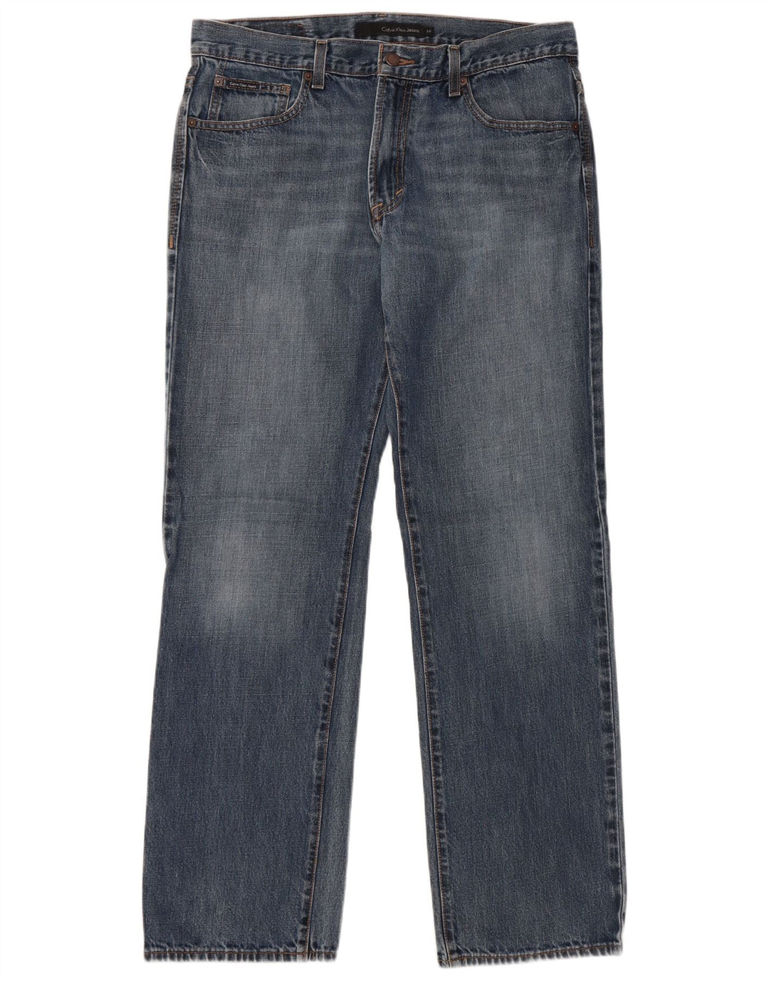 CALVIN KLEIN Herren Straight Jeans W34 L32 Blaue Baumwolle