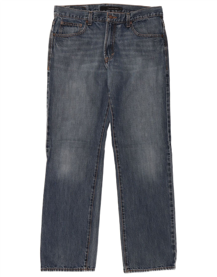 CALVIN KLEIN Herren Straight Jeans W34 L32 Blaue Baumwolle