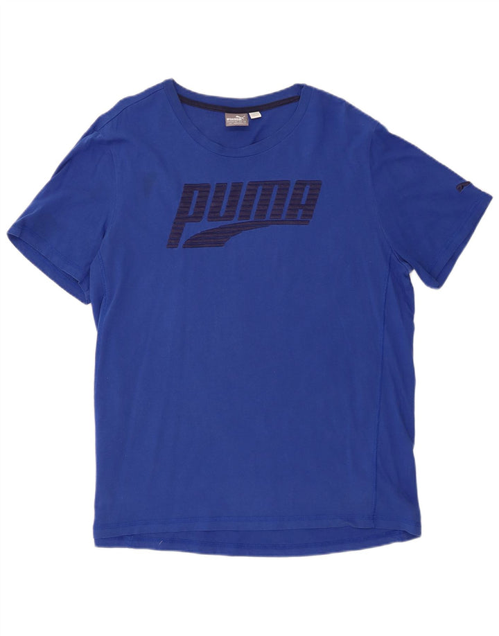 Puma Herren-T-Shirt mit Grafik, groß, aus blauer Baumwolle