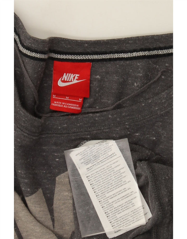 Nike Womens Graphic Sweatshirt Pullover UK 14 Mittelgrau gefleckte Baumwolle