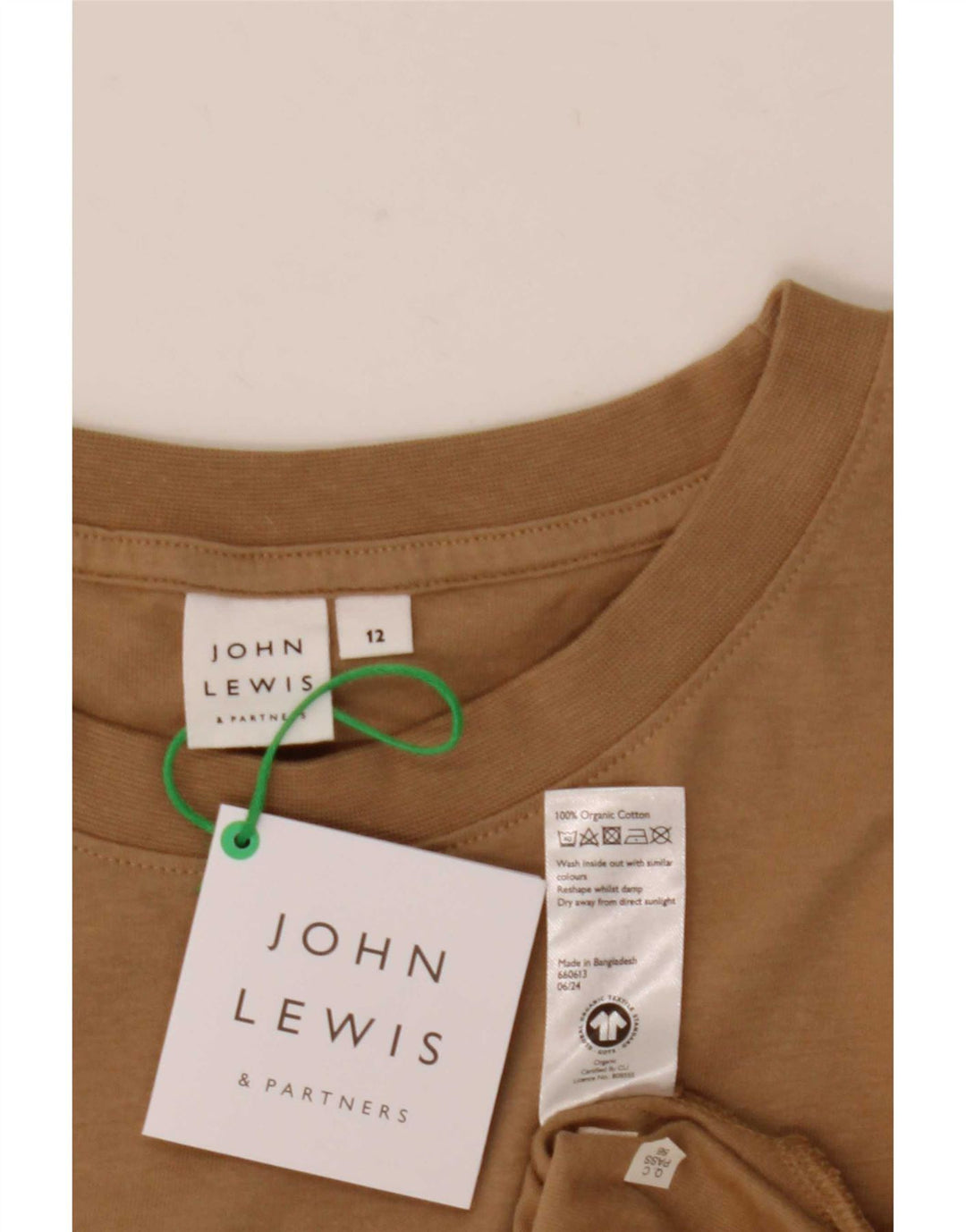John Lewis Damen Übergroßes Top Langarm UK 12 Mittelbeige Baumwolle