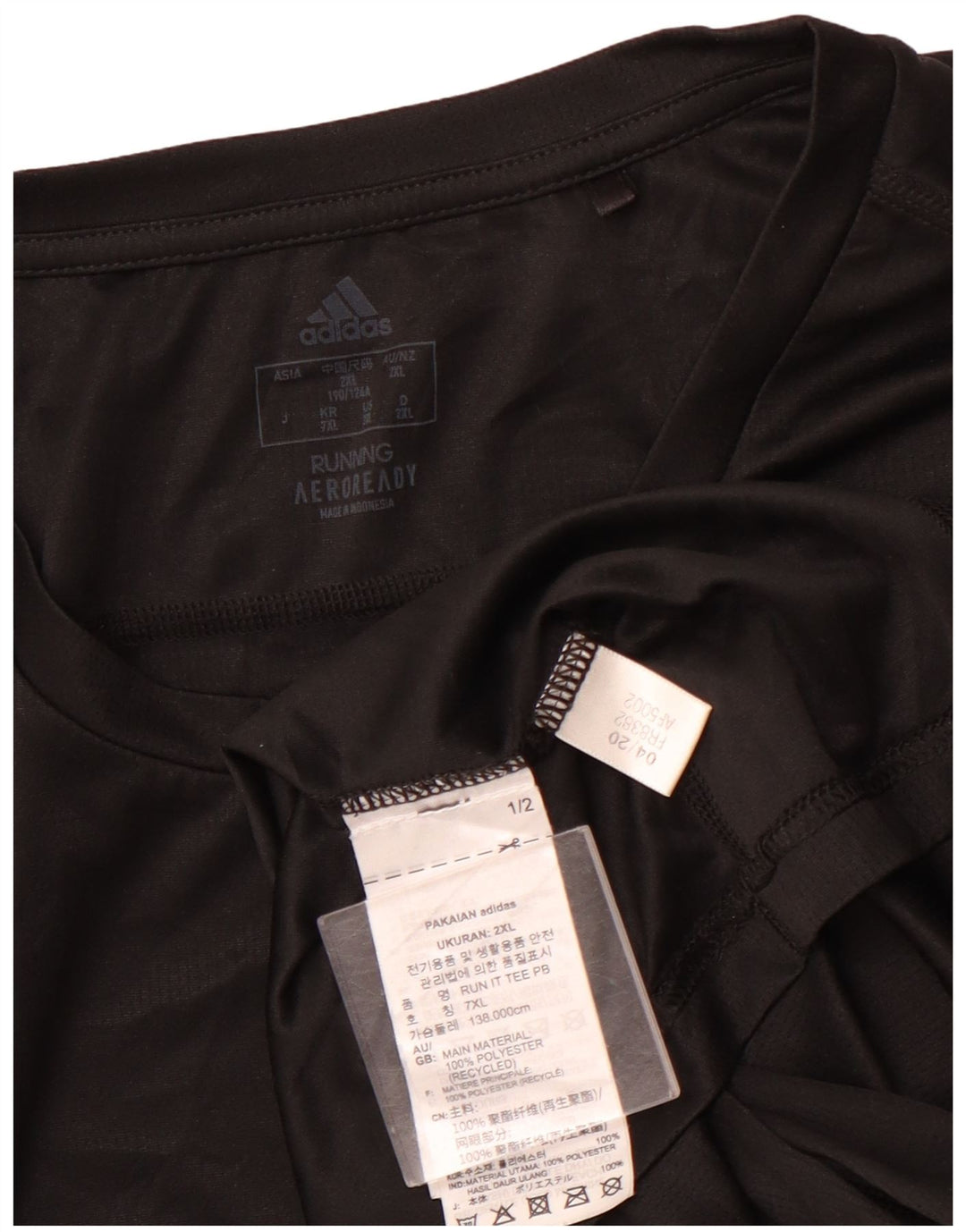 ADIDAS Herren Lauf-T-Shirt Top 2XL Schwarz Polyester Sport