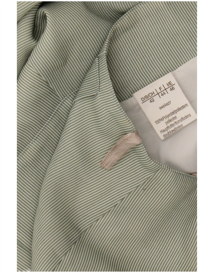 Vintage Damen ausgestellter Rock IT 46 Groß W30 Grün gestreift Polyester