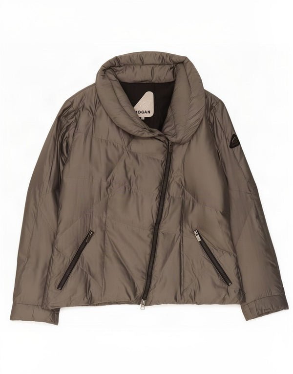 Hogan Damen Wattierte Jacke IT 46 Large Grau Polyester