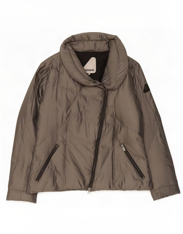 Hogan Damen Wattierte Jacke IT 46 Large Grau Polyester
