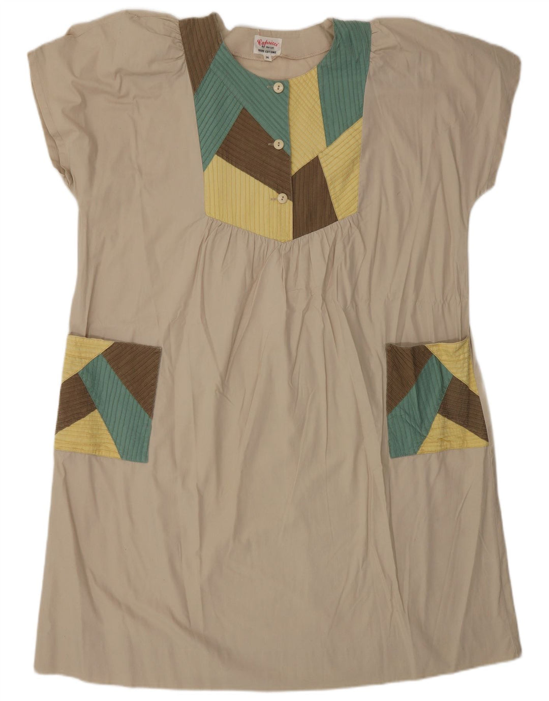 Capricci By Marcell Damen Zeltkleid UK 14 Mittelbeige Patchwork-Baumwolle