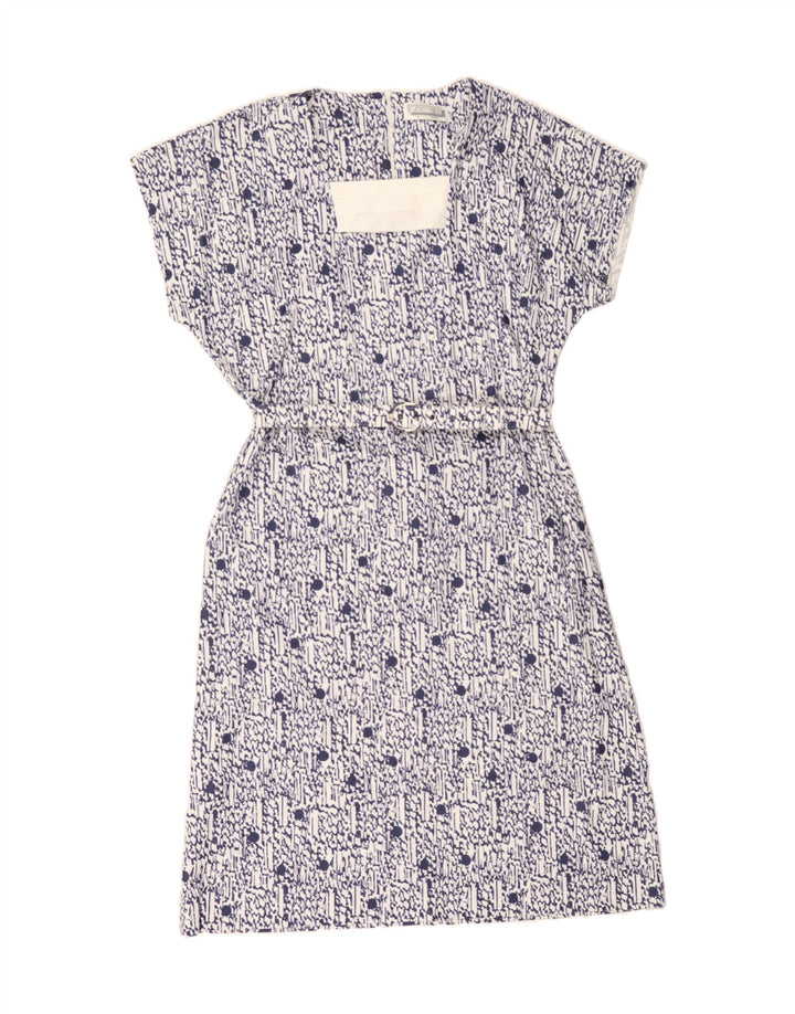 LADIES PRIDE Womens Abstract Pattern A-Line Dress UK 20 2XL Navy Blue Vintage Ladies Pride and Second-Hand Ladies Pride from Messina Hembry 