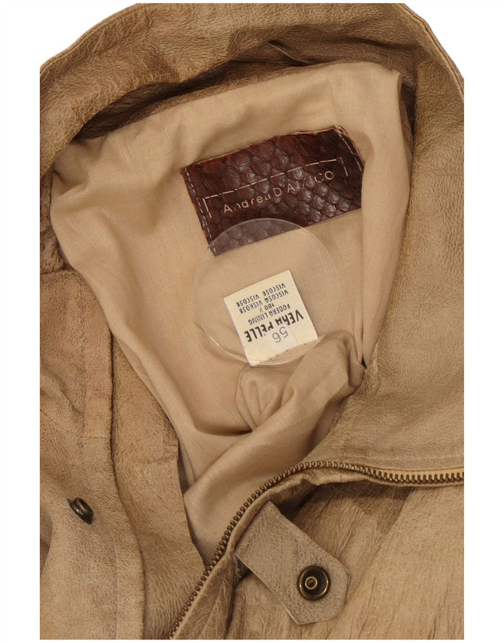 ANDREA D'AMICO Herren Leder Racer Jacke IT 56 XL Beige Leder
