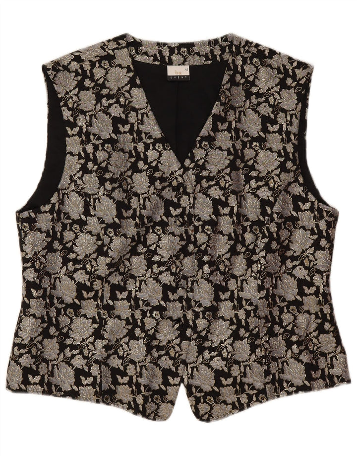Tru Womens Crop Top EU 48 Large Schwarz geblümtes Polyamid