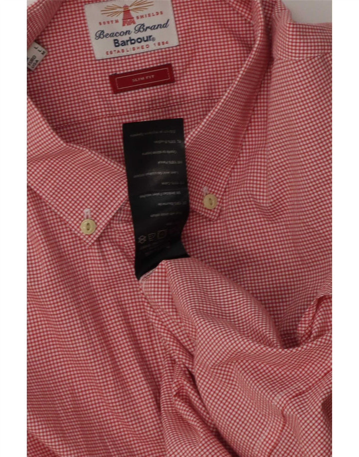 Barbour Herren-Slim-Fit-Hemd, große rote Gingham-Baumwolle