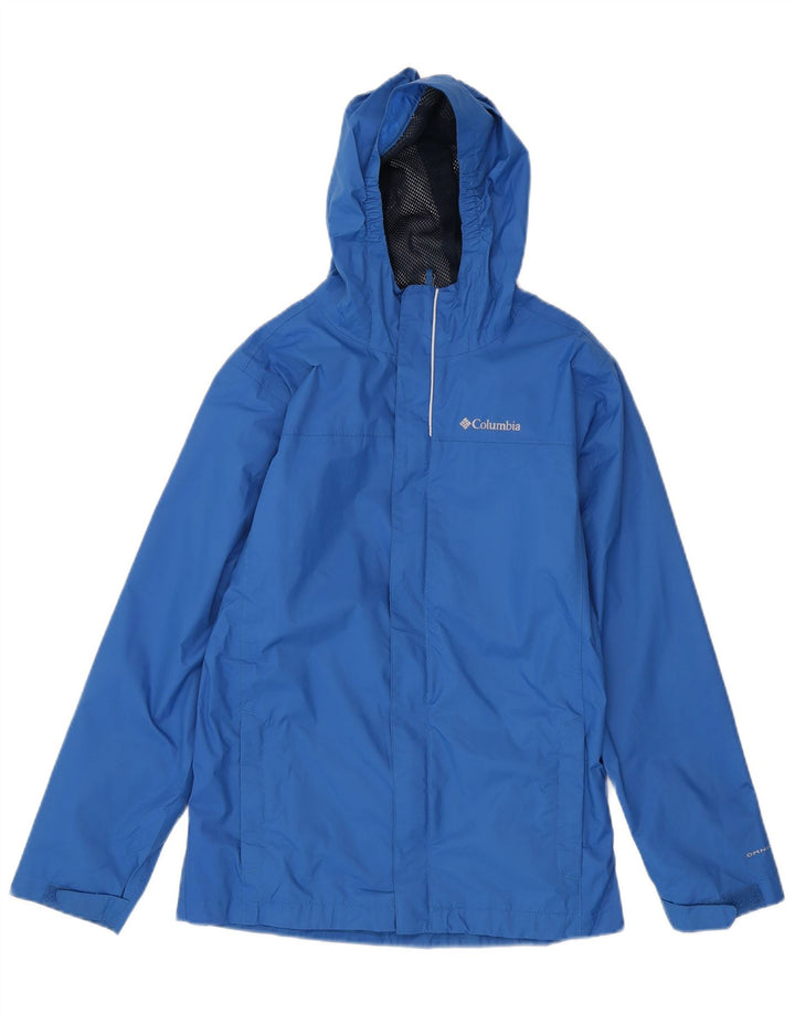 Columbia Jungen Omni-Tech Regenjacke mit Kapuze, 14–15 Jahre, groß, blaues Nylon