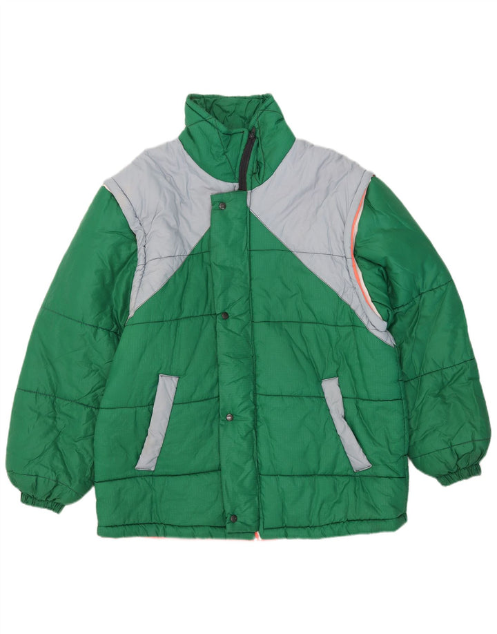 Vintage Herren Wattierte Jacke UK 42 XL Grüner Farbblock