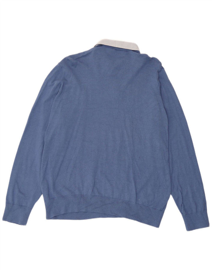 Marks & Spencer Herren-Pullover mit V-Ausschnitt, XL, blaue Baumwolle