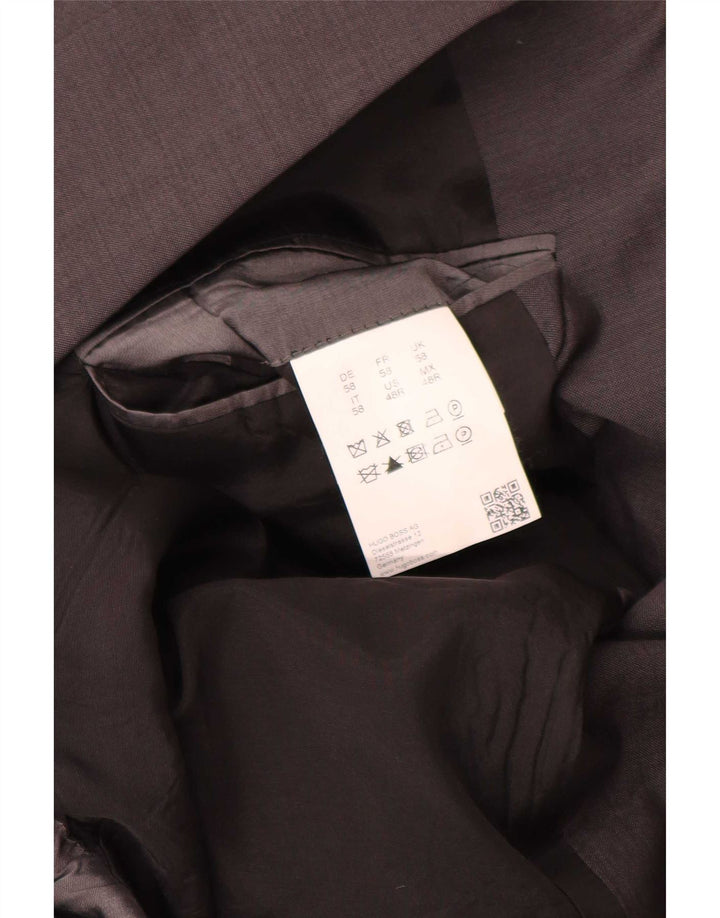 Hugo Boss Herren-Blazer mit 2 Knöpfen, EU 58, 4XL, graue Schurwolle, klassisch