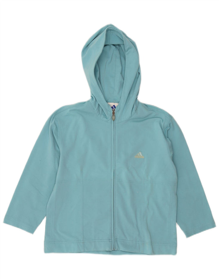 Adidas Damen Kapuzenpullover mit 3/4-Ärmeln und Reißverschluss, UK 14, Mittelblau, Polyamid