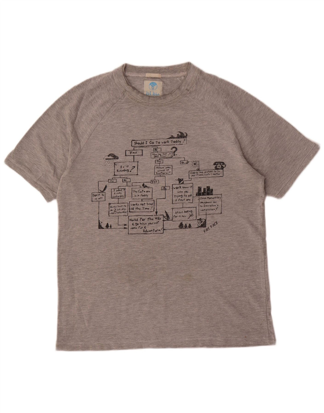 Fat Face Herren-T-Shirt mit Grafik, Größe S, Grau
