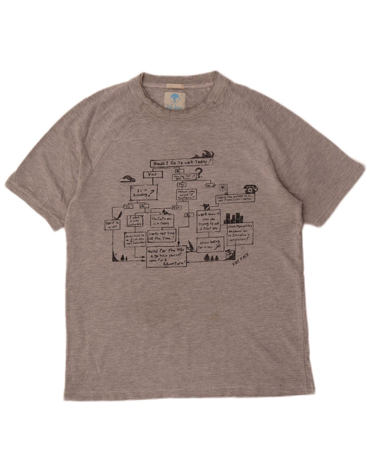Fat Face Herren-T-Shirt mit Grafik, Größe S, Grau