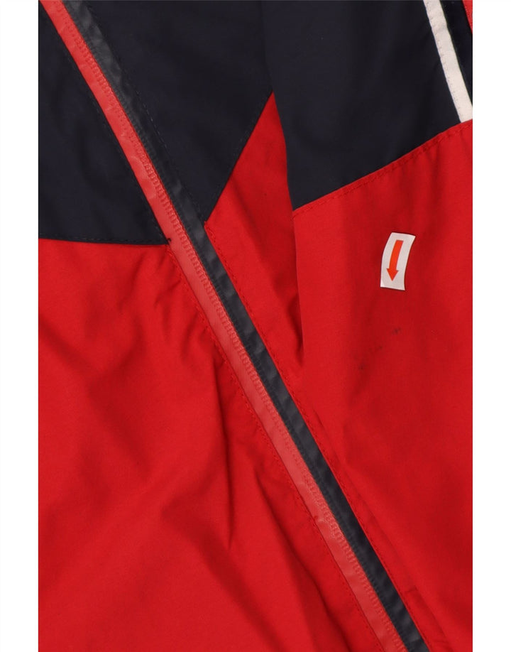 SUPERDRY Womens Graphic Hooded Rain Jacket UK 10 Small Red Colourblock Vintage Superdry and Second-Hand Superdry from Messina Hembry 