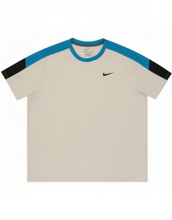 Nike Herren Dri Fit T-Shirt Top 2XL Weiß Colourblock Polyester