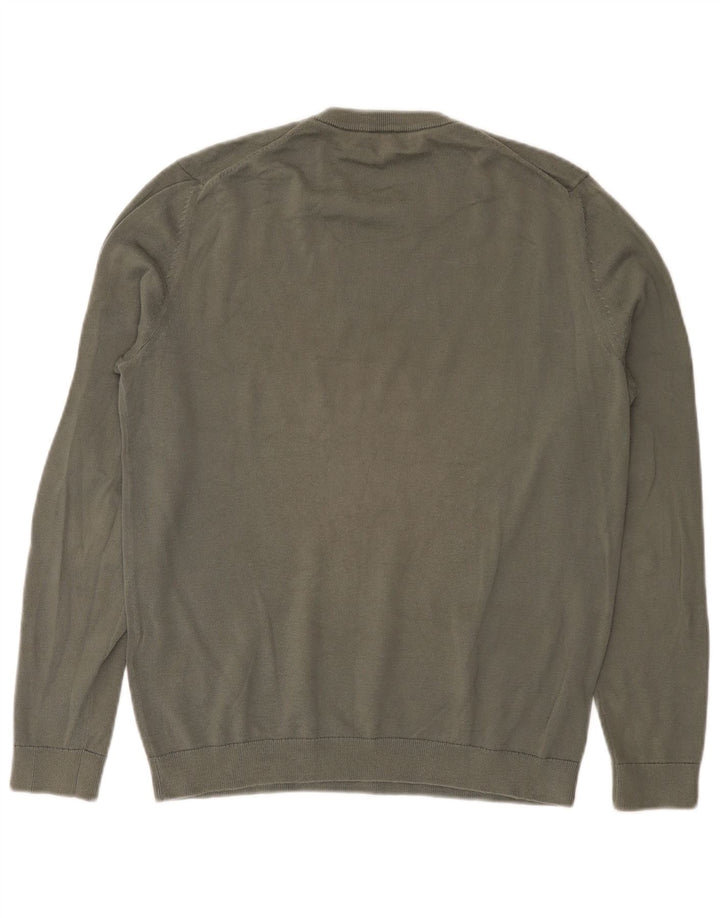Reiss Herren-Pullover mit Rundhalsausschnitt, mittlere Khaki-Baumwolle