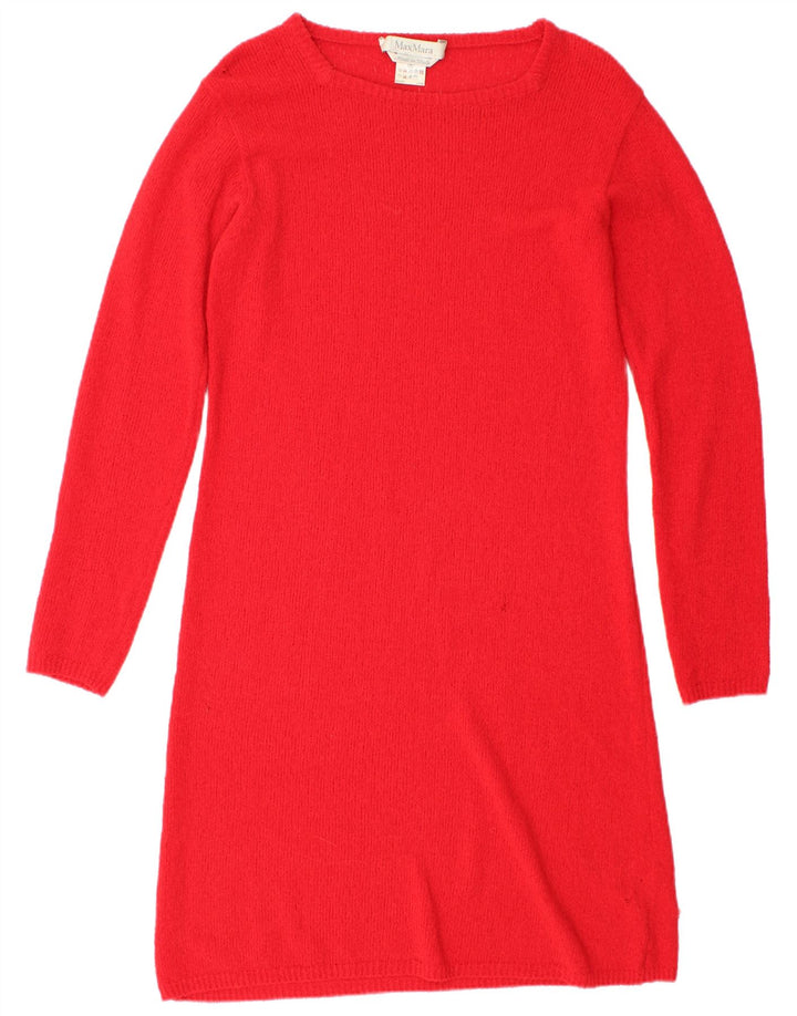 Max Mara Damen Langarm-Pulloverkleid UK 12 Mittelrot