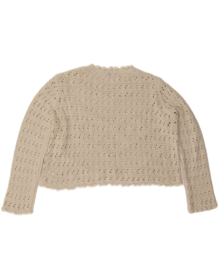 Zara Damen-Pullover, übergroß, bauchfrei, Rundhalsausschnitt, Gr. 10, Größe S, Weiß
