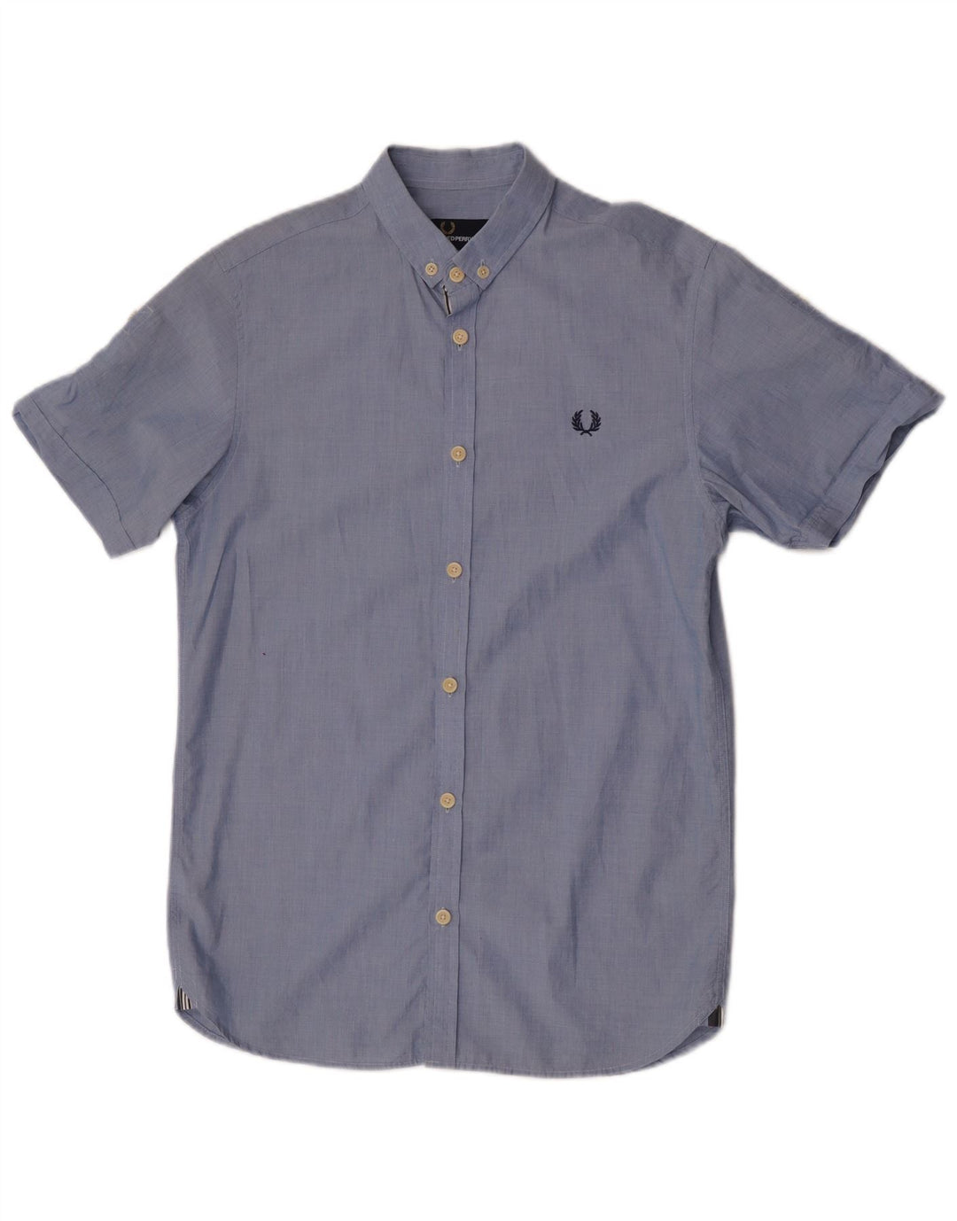 Fred Perry Herren Kurzarm-Slim-Fit-Hemd, Größe S, Blau, Baumwolle