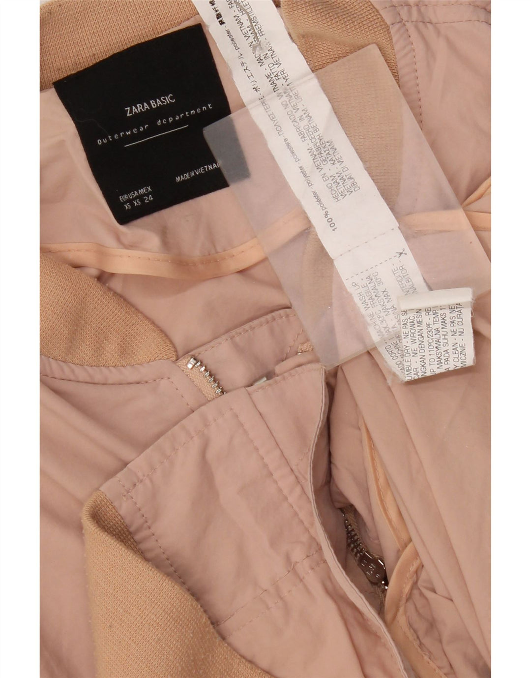 Zara Damen Übergroße Bomberjacke UK 6 XS Rosa Polyester