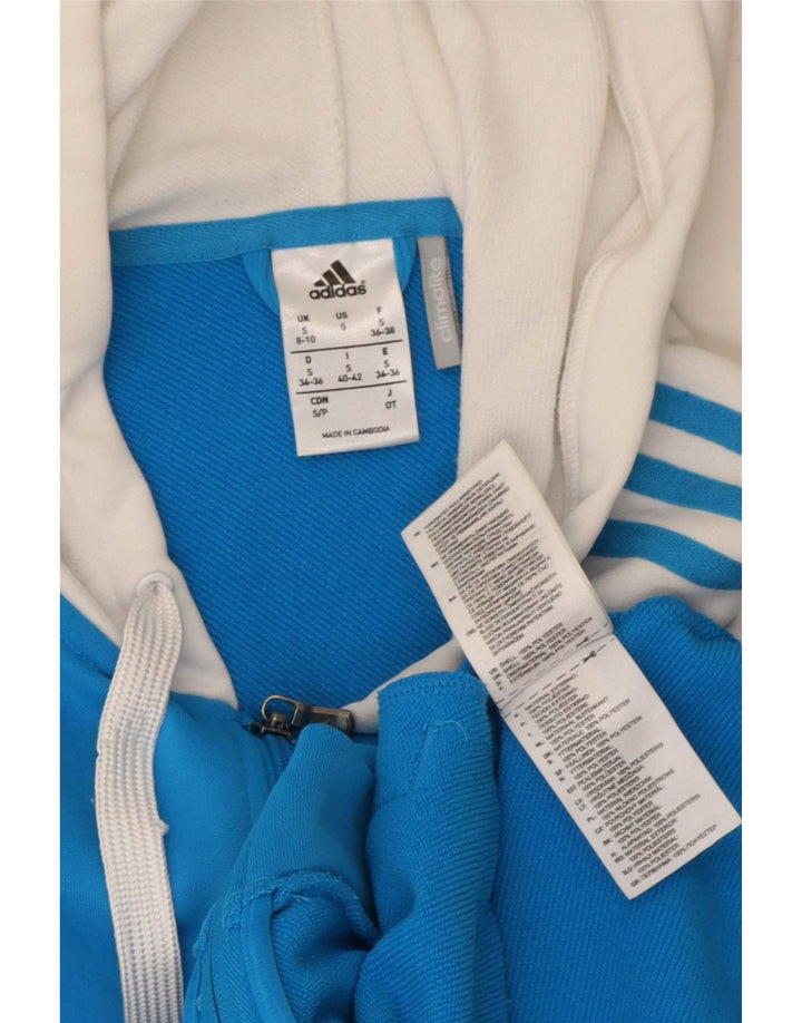 Adidas Damen Climalite Zip Hoodie Pullover UK 8/10 Small Blau Polyester
