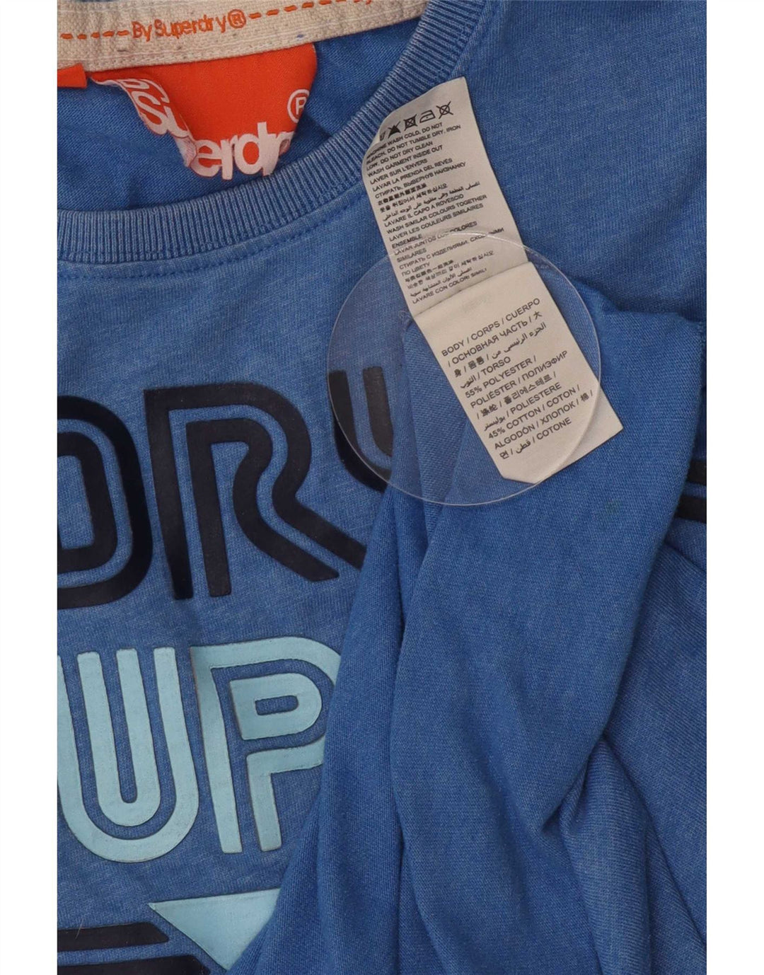 Superdry Herren Grafik-T-Shirt-Oberteil aus mittelblauem Polyester