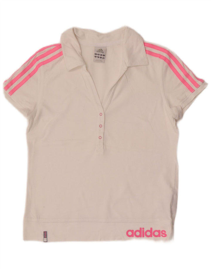 Adidas Damen Graphic Poloshirt UK 14 Mittelweiße Baumwolle