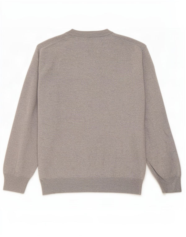 Gant Jungen-Pullover mit Rundhalsausschnitt, 14–15 Jahre, grau gesprenkelte Baumwolle
