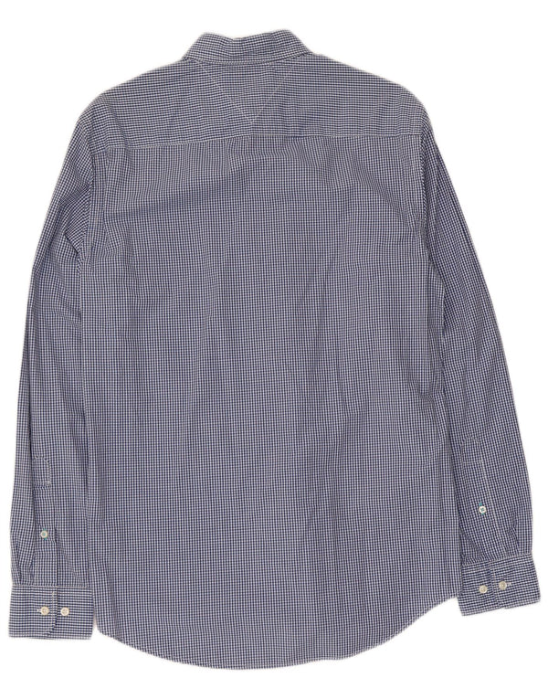 Tommy Hilfiger Herren-Hemd „New York Fit Slim“ aus Baumwolle in kleiner blauer Gingham-Optik