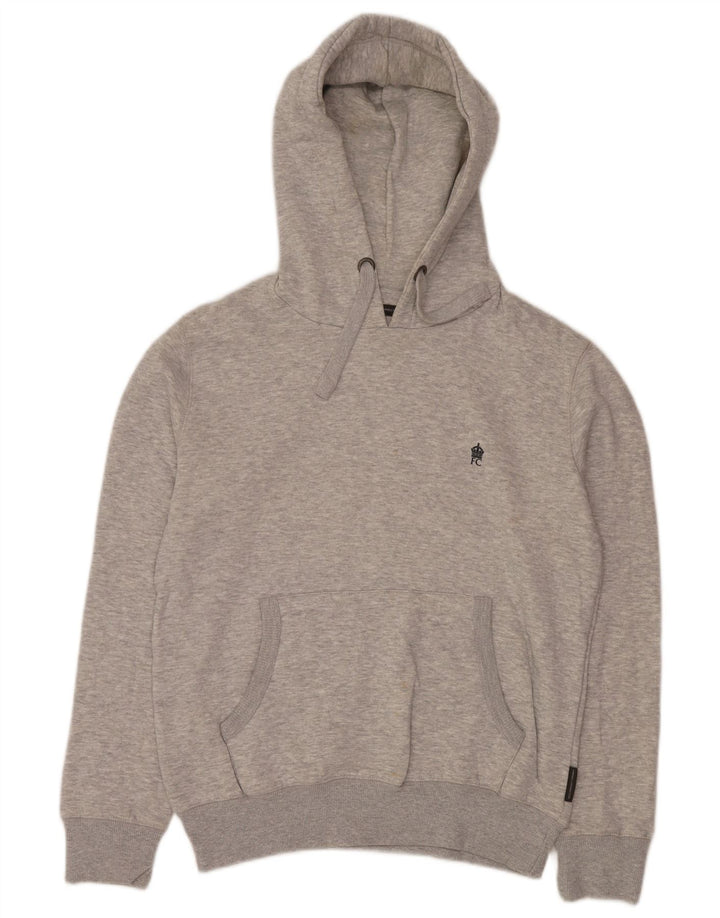 French Connection Herren-Kapuzenpullover, klein, grau gefleckte Baumwolle