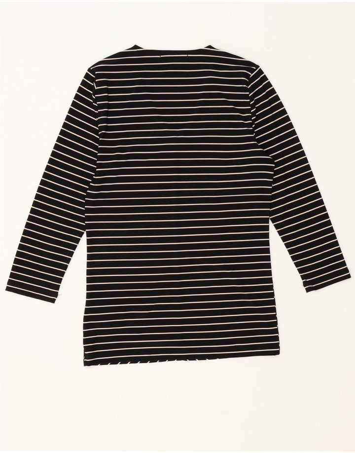 RALPH LAUREN Womens Top 3/4 Sleeve UK 10 Small Black Striped Polyester Vintage Ralph Lauren and Second-Hand Ralph Lauren from Messina Hembry 