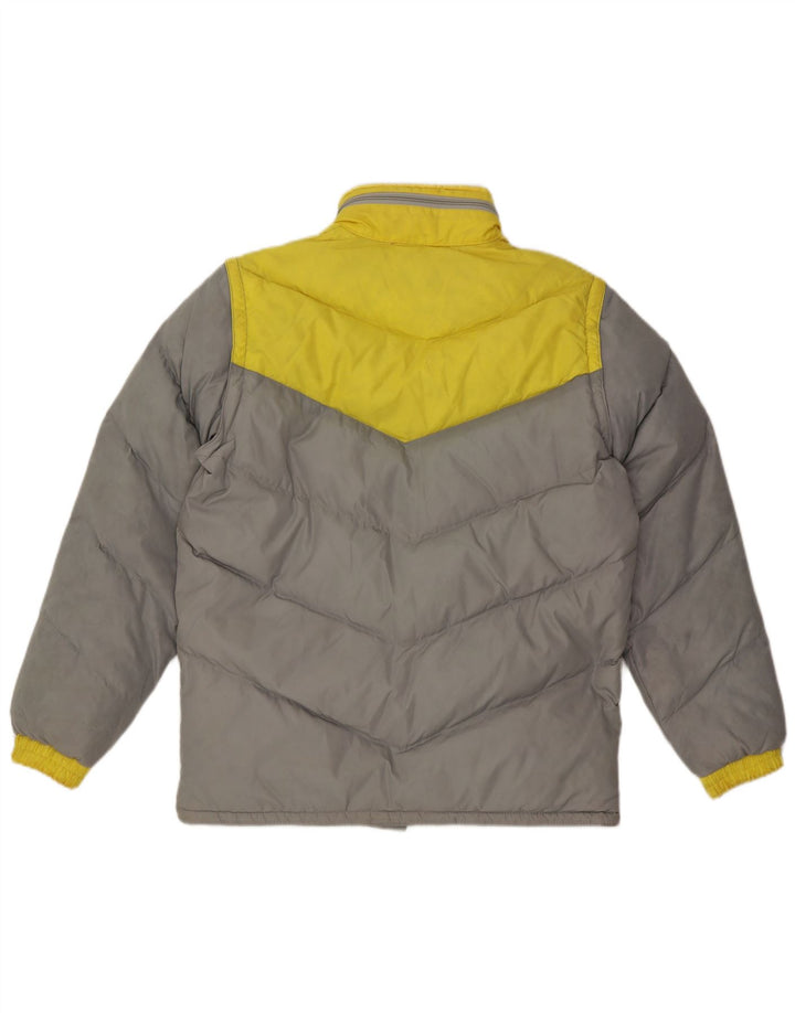 Fiorucci wattierte Herrenjacke mit Kapuze, UK 38, mittelgraues Colourblock-Nylon