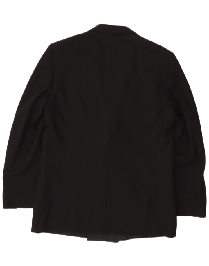 Vintage Herren Zweireiher Blazer Jacke IT 50 Große schwarze Wolle
