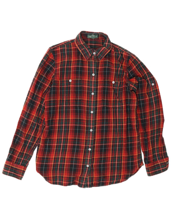 Ralph Lauren Damen Flanellhemd UK 14 Mittelrot karierte Baumwolle