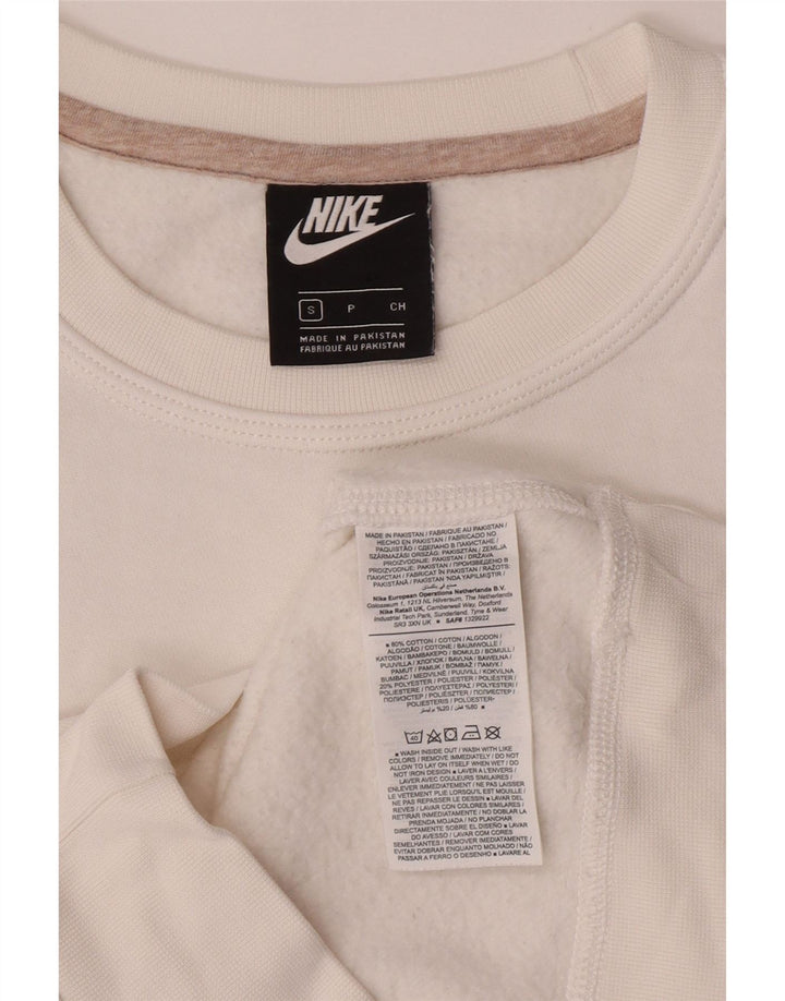 Nike Damen Sweatshirt Pullover UK 10 Small Weiße Baumwolle