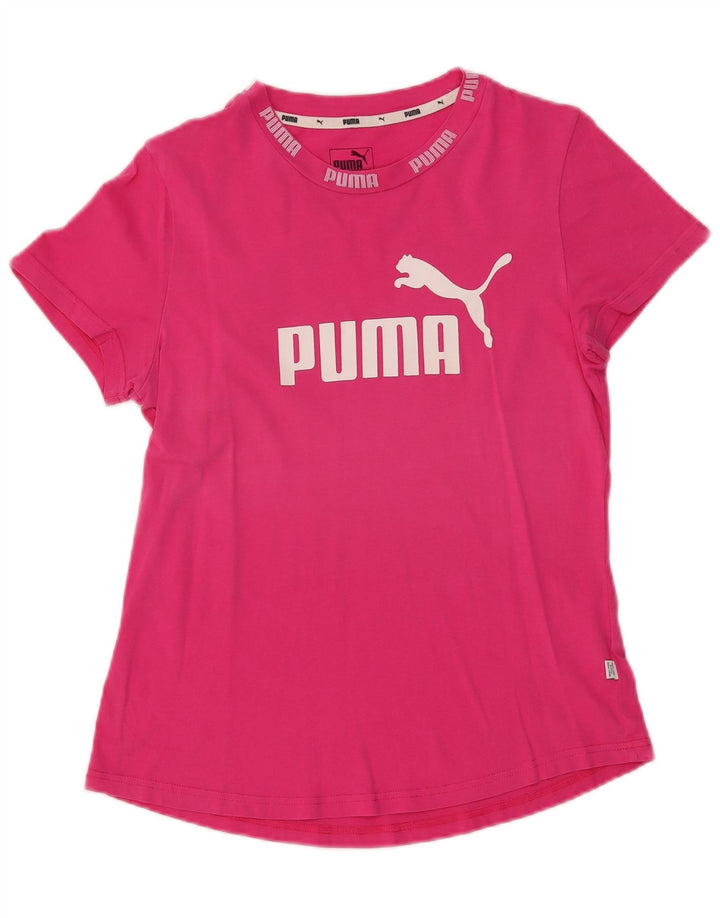 Puma Damen Grafik T-Shirt Top UK 14 Mittelrosa Baumwolle