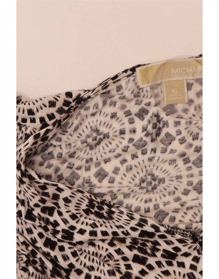 MICHAEL KORS Damen Ärmelloses A-Linien-Kleid UK 18 XL Schwarz geblümter Rayon