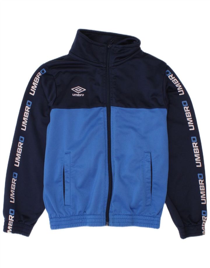 UMBRO Jungen-Trainingsanzugoberteil mit Grafik, 7–8 Jahre, Marineblau, Farbblock