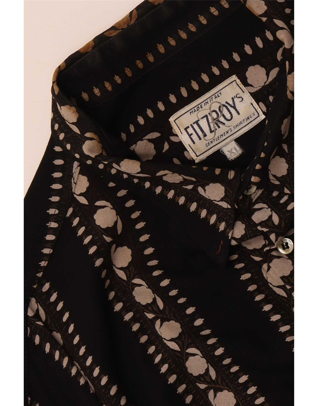 Vintage Herrenhemd XL Schwarz geblümt