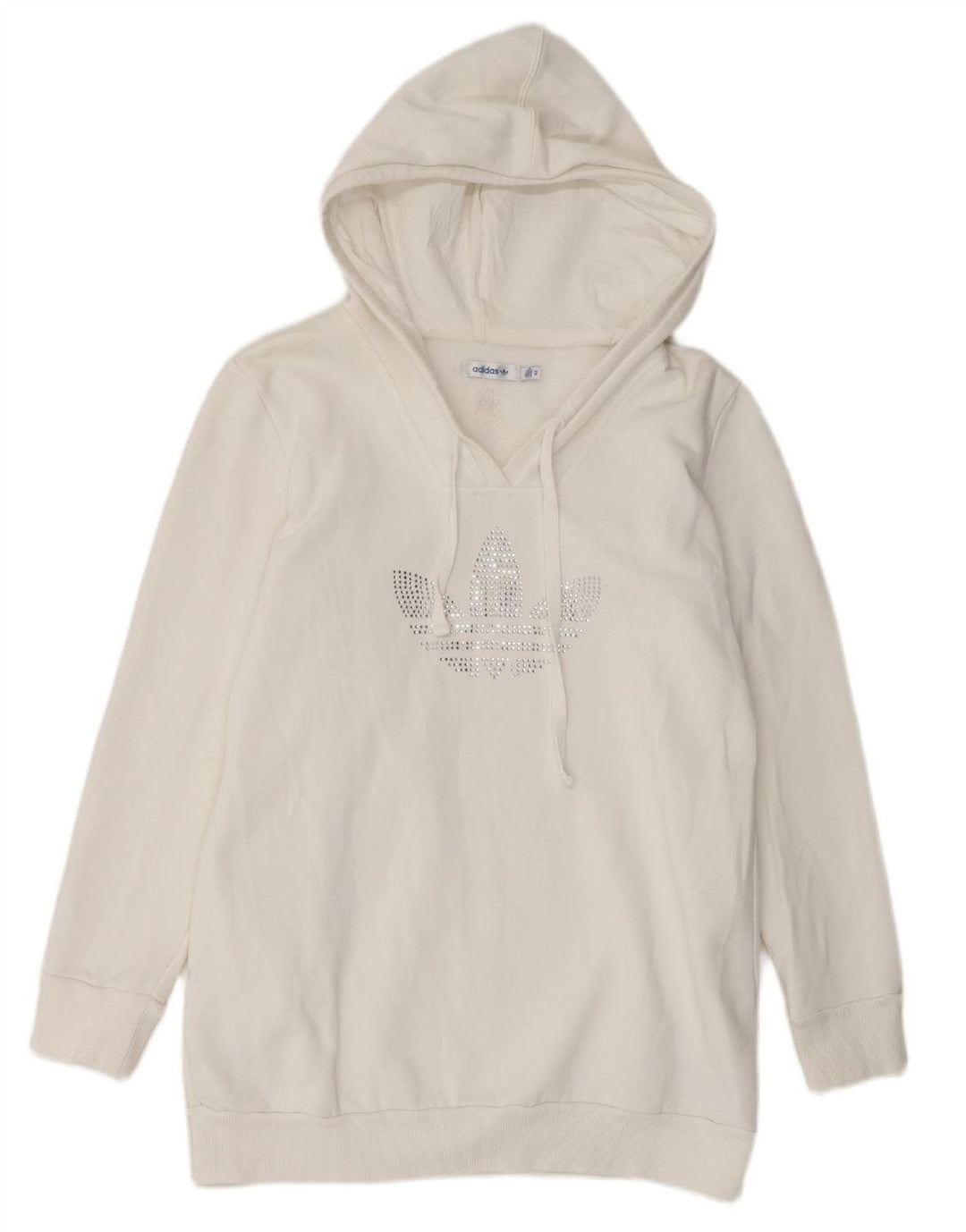 ADIDAS Womens Loose Fit Graphic Hoodie Jumper EU 42 Medium White Polyester